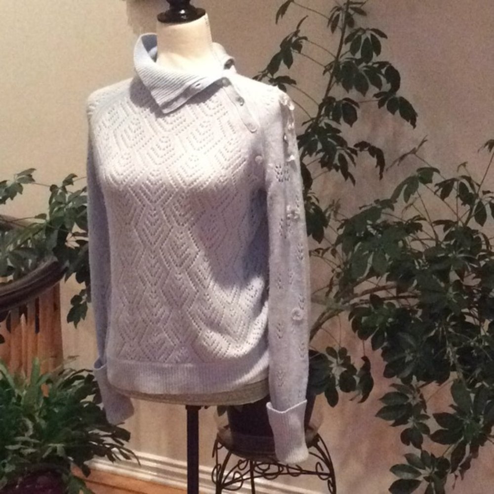 Rebecca Taylor blue floral applique sweater